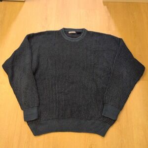 VTG Van Heusen Men's XXL Knit Sweater Retro Grandpa Textured Blue Cotton Blend